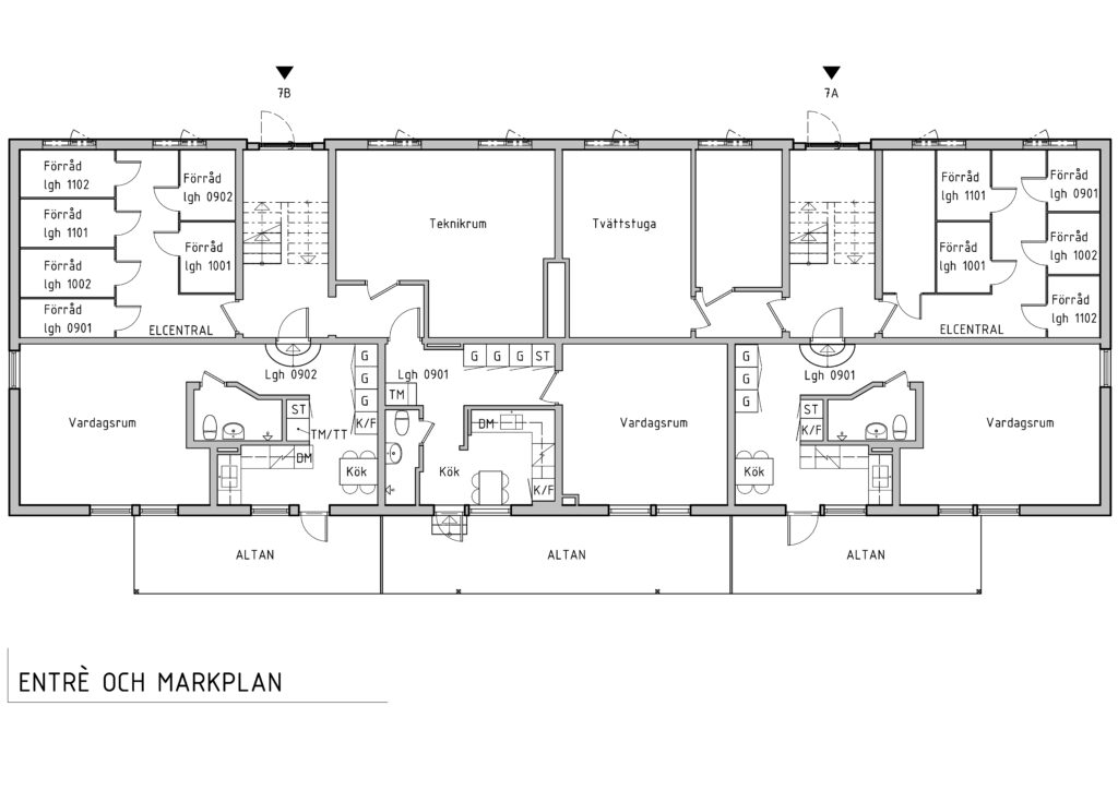 Planritningar markplan Virserum lägenheter